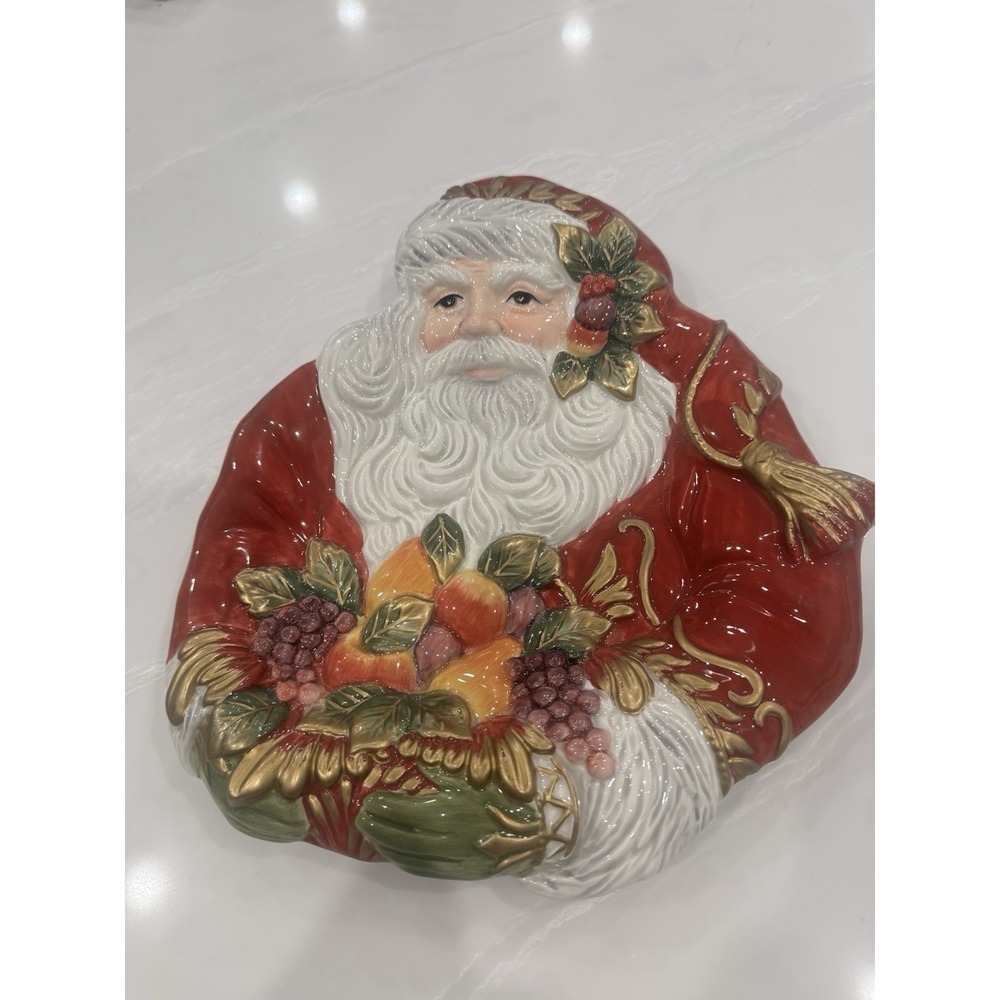 Fitz Floyd Santa Claus Renaissance Cookie Plate Christmas Serving Dish Vtg